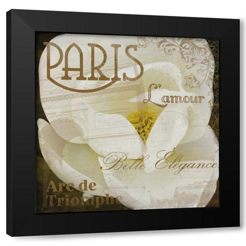 Magnolia Paris Black Modern Wood Framed Art Print by Grey, Jace