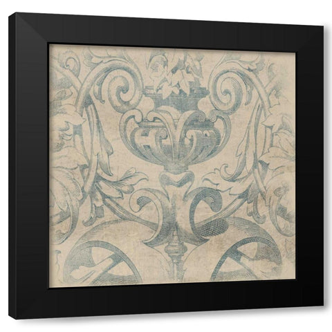 Blue Pattern Black Modern Wood Framed Art Print with Double Matting by Grey, Jace