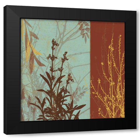 Floral Stripes Black Modern Wood Framed Art Print by Grey, Jace