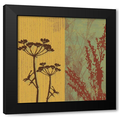Floral Stripes 2 Black Modern Wood Framed Art Print by Grey, Jace