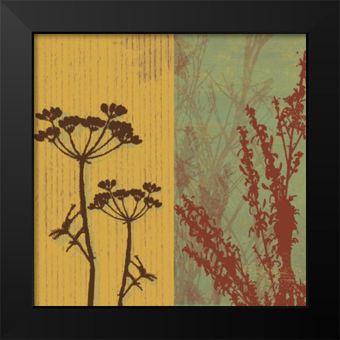 Floral Stripes 2 Black Modern Wood Framed Art Print by Grey, Jace
