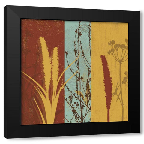 Floral Stripes 3 Black Modern Wood Framed Art Print by Grey, Jace