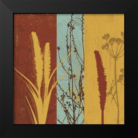 Floral Stripes 3 Black Modern Wood Framed Art Print by Grey, Jace