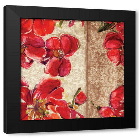 Red Floral 2 Black Modern Wood Framed Art Print with Double Matting by Grey, Jace