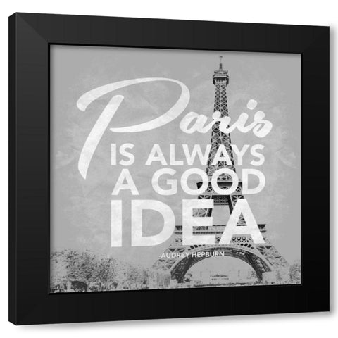 Paris Grey Black Modern Wood Framed Art Print with Double Matting by Grey, Jace
