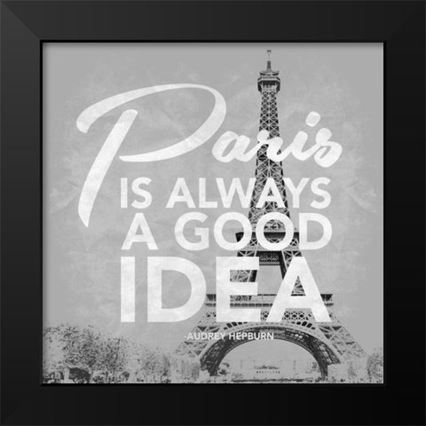 Paris Grey Black Modern Wood Framed Art Print by Grey, Jace