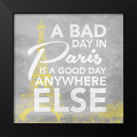 Paris mate Yellow Black Modern Wood Framed Art Print by Grey, Jace