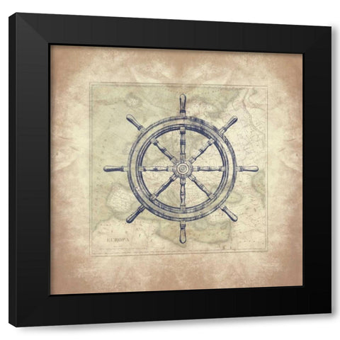 Coastal map bordered Black Modern Wood Framed Art Print with Double Matting by Grey, Jace