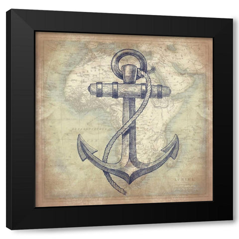 Coastal Map Mate Black Modern Wood Framed Art Print with Double Matting by Grey, Jace