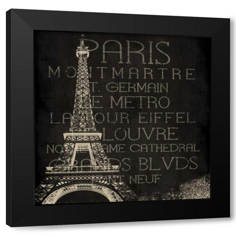 Paris Type Black Modern Wood Framed Art Print with Double Matting by Grey, Jace
