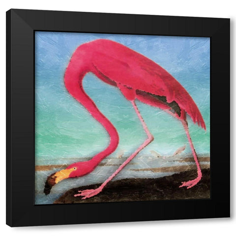 Flamingo Black Modern Wood Framed Art Print by Grey, Jace