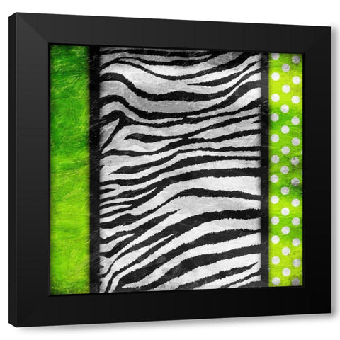 Lime Zebra Dots Black Modern Wood Framed Art Print by Grey, Jace