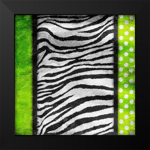 Lime Zebra Dots Black Modern Wood Framed Art Print by Grey, Jace