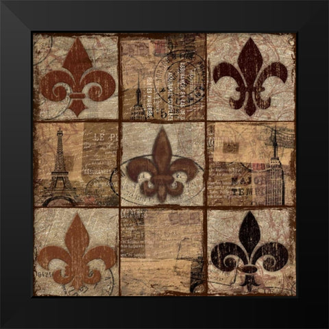 Flor 9 patch Black Modern Wood Framed Art Print by Grey, Jace