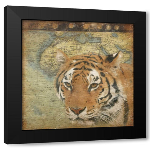 Tiger travel Black Modern Wood Framed Art Print by Grey, Jace
