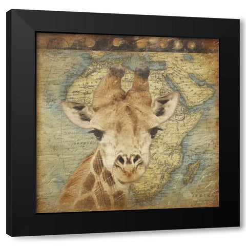 Giraffe Travel Black Modern Wood Framed Art Print by Grey, Jace