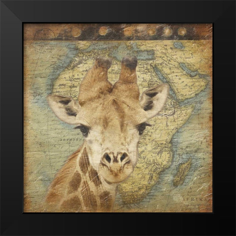 Giraffe Travel Black Modern Wood Framed Art Print by Grey, Jace