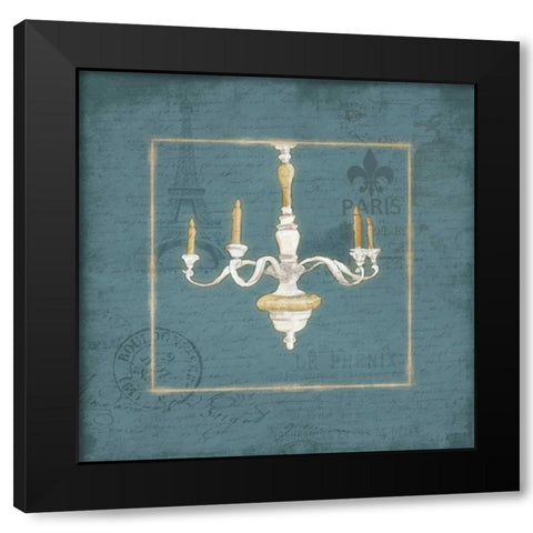 Blue chandelier Black Modern Wood Framed Art Print by Grey, Jace