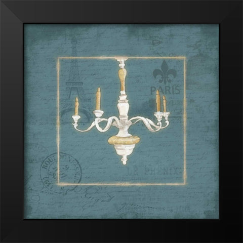 Blue chandelier Black Modern Wood Framed Art Print by Grey, Jace