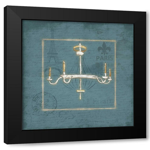 Blue chandelier Mate Black Modern Wood Framed Art Print by Grey, Jace