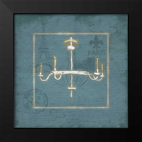 Blue chandelier Mate Black Modern Wood Framed Art Print by Grey, Jace