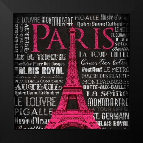 Paris Type Black Modern Wood Framed Art Print by Grey, Jace