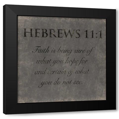 Faith Hebrew Black Modern Wood Framed Art Print by Grey, Jace