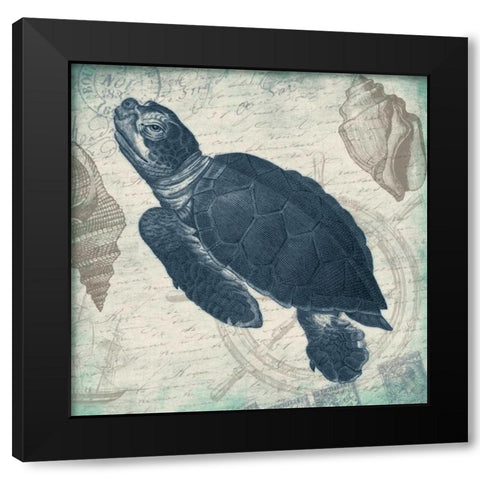 Turtle Black Modern Wood Framed Art Print by Grey, Jace