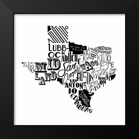 Texas Black Modern Wood Framed Art Print by Grey, Jace
