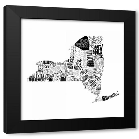 NY Black Modern Wood Framed Art Print with Double Matting by Grey, Jace