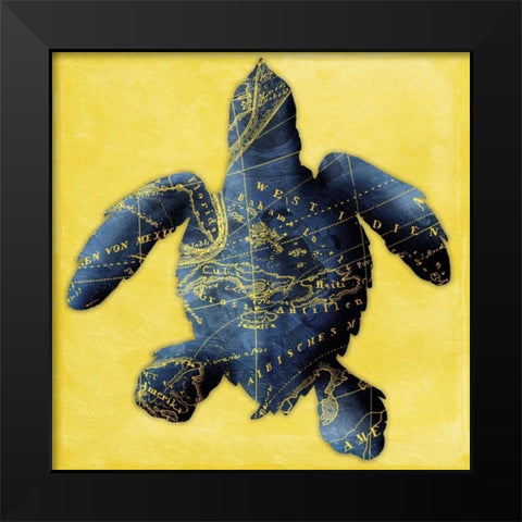 Map Turtle Y Indigo Black Modern Wood Framed Art Print by Grey, Jace