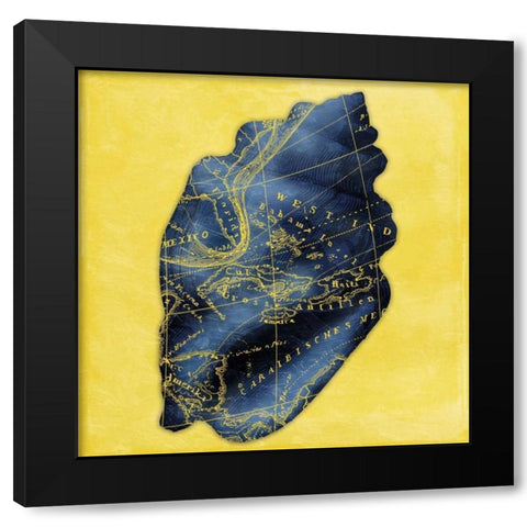 Map Shell Y Indigo Black Modern Wood Framed Art Print by Grey, Jace