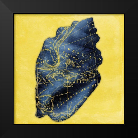 Map Shell Y Indigo Black Modern Wood Framed Art Print by Grey, Jace