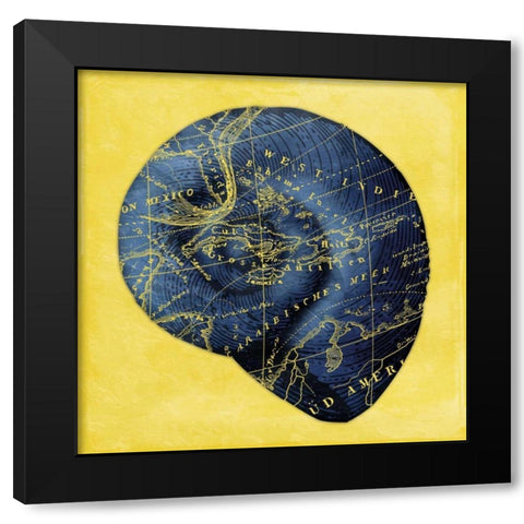 Map Shell 2 Y Indigo Black Modern Wood Framed Art Print with Double Matting by Grey, Jace