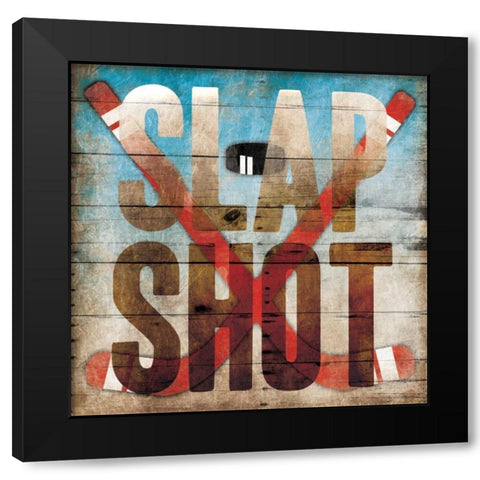 Slap shot Black Modern Wood Framed Art Print with Double Matting by Grey, Jace