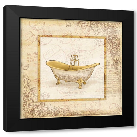 Postal vintage bath Black Modern Wood Framed Art Print by Grey, Jace