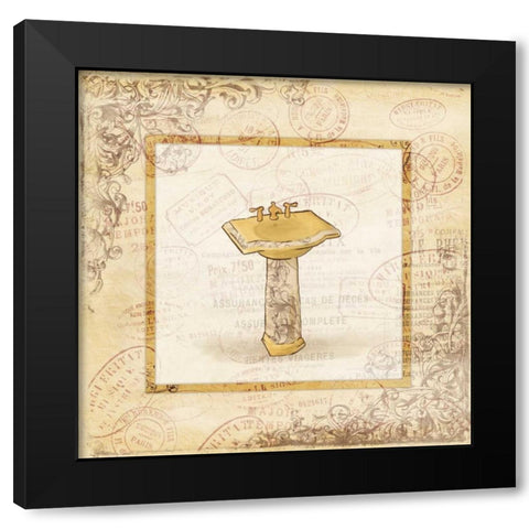 Postal vintage sink Black Modern Wood Framed Art Print with Double Matting by Grey, Jace