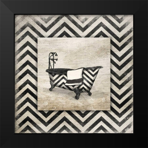 Black White Geo Bath Black Modern Wood Framed Art Print by Grey, Jace