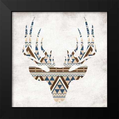Aztec Deer No Background Black Modern Wood Framed Art Print by Grey, Jace