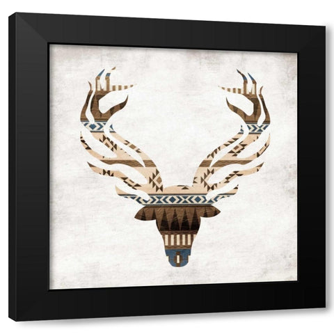 Aztec Deer Mate Black Modern Wood Framed Art Print by Grey, Jace