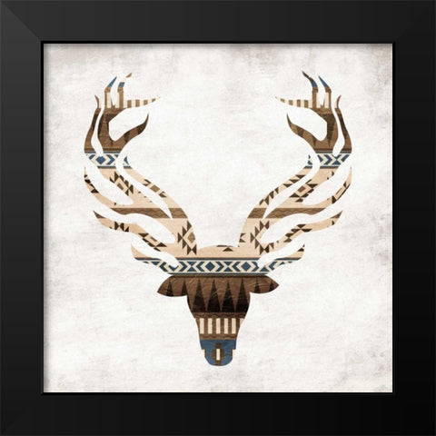 Aztec Deer Mate Black Modern Wood Framed Art Print by Grey, Jace