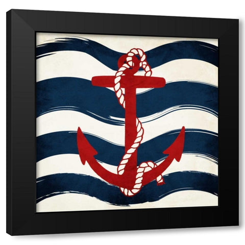 Anchor Waves Black Modern Wood Framed Art Print with Double Matting by Grey, Jace