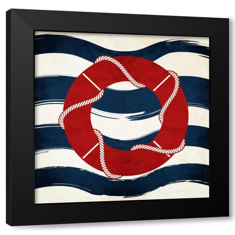Lifesaver Waves Black Modern Wood Framed Art Print with Double Matting by Grey, Jace