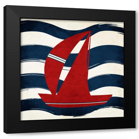 Boat Waves Black Modern Wood Framed Art Print with Double Matting by Grey, Jace