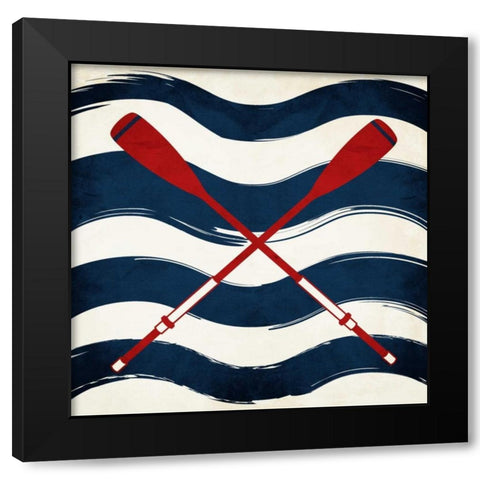 Oar Waves Black Modern Wood Framed Art Print by Grey, Jace