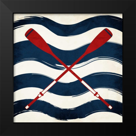 Oar Waves Black Modern Wood Framed Art Print by Grey, Jace