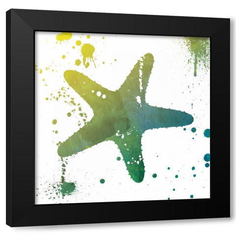 Starfish Splatter Black Modern Wood Framed Art Print with Double Matting by Grey, Jace