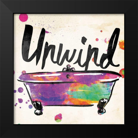 Unwind Colorful Bath Black Modern Wood Framed Art Print by Grey, Jace
