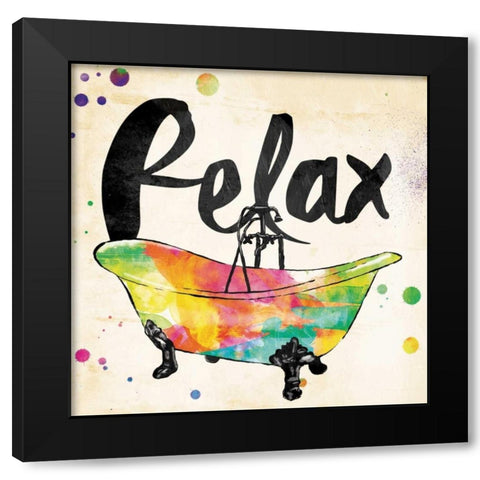 Relax Colorful Bath Black Modern Wood Framed Art Print with Double Matting by Grey, Jace