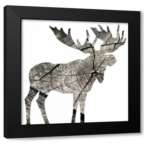 Wood Moose White Black Modern Wood Framed Art Print by Grey, Jace